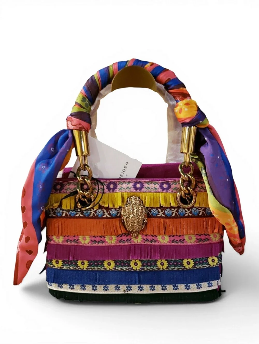 Kurt Geiger Multicolor Top-Handle Satchel w/ Scarf & Crossbody NWT!